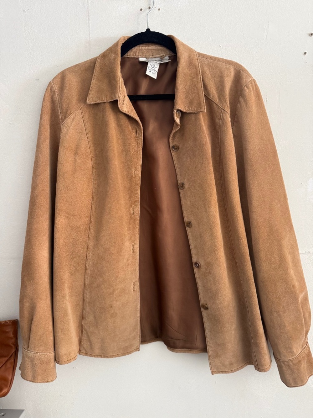 Vintage Alfani Genuine Leather Suede Jacket – Camel/Tan – Size L